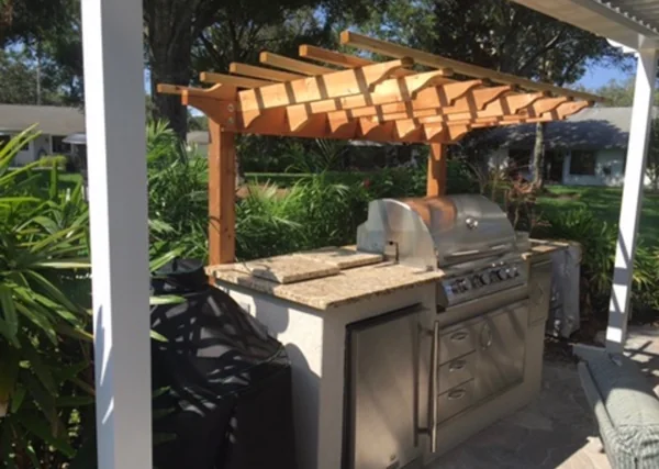 Pergola Over Outdoor Grill Area