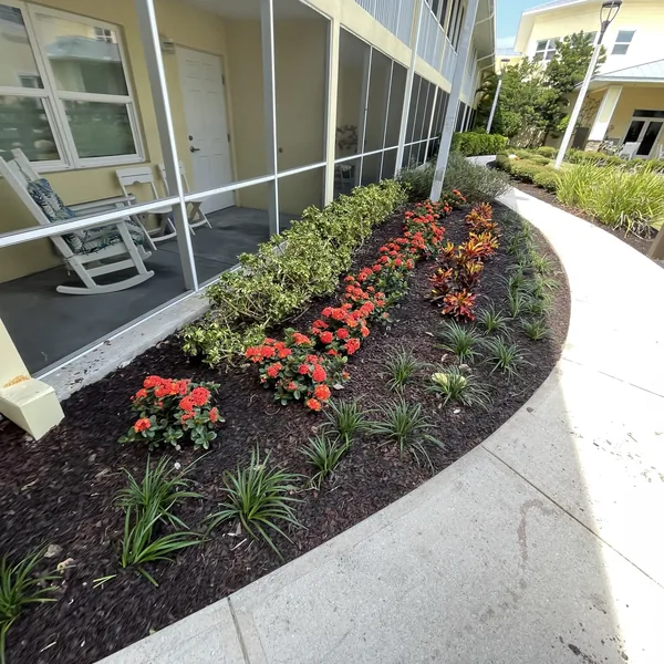 Colorful planting bed installation