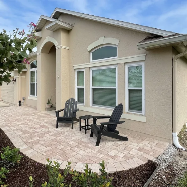 Paver patio and outdoor seating area