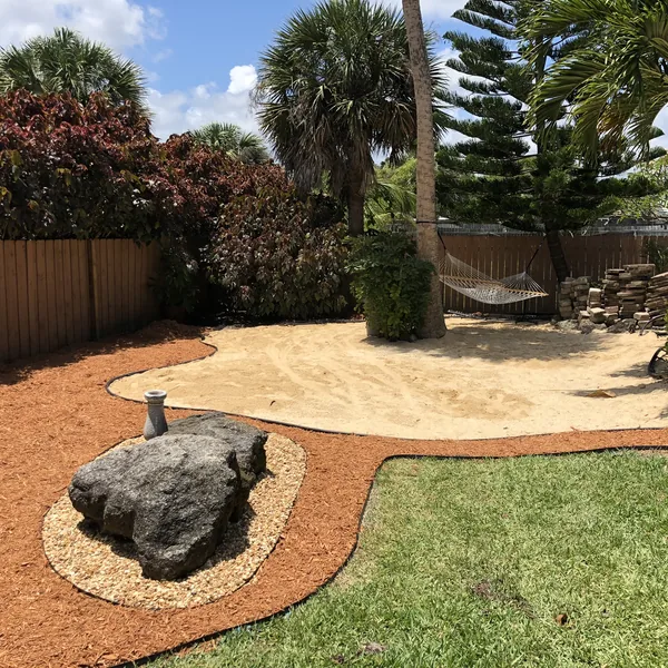 Low-maintenance rock landscape